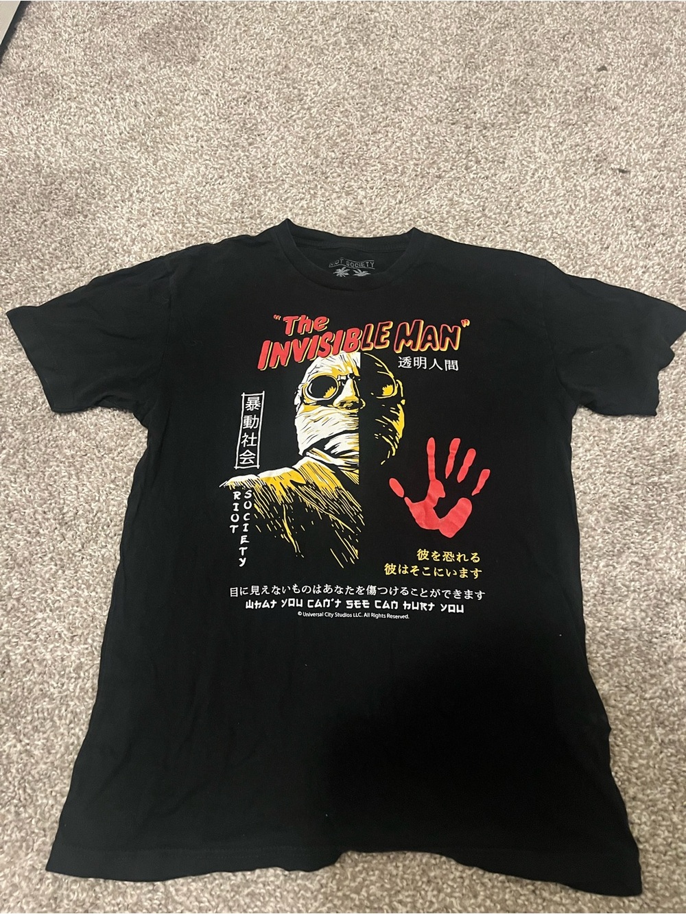 riot society Black 'The Invisible Man' Graphic Tee with Red & Yellow Accents